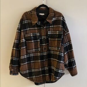 Good American Plaid Button-Up Jacket Sz XL